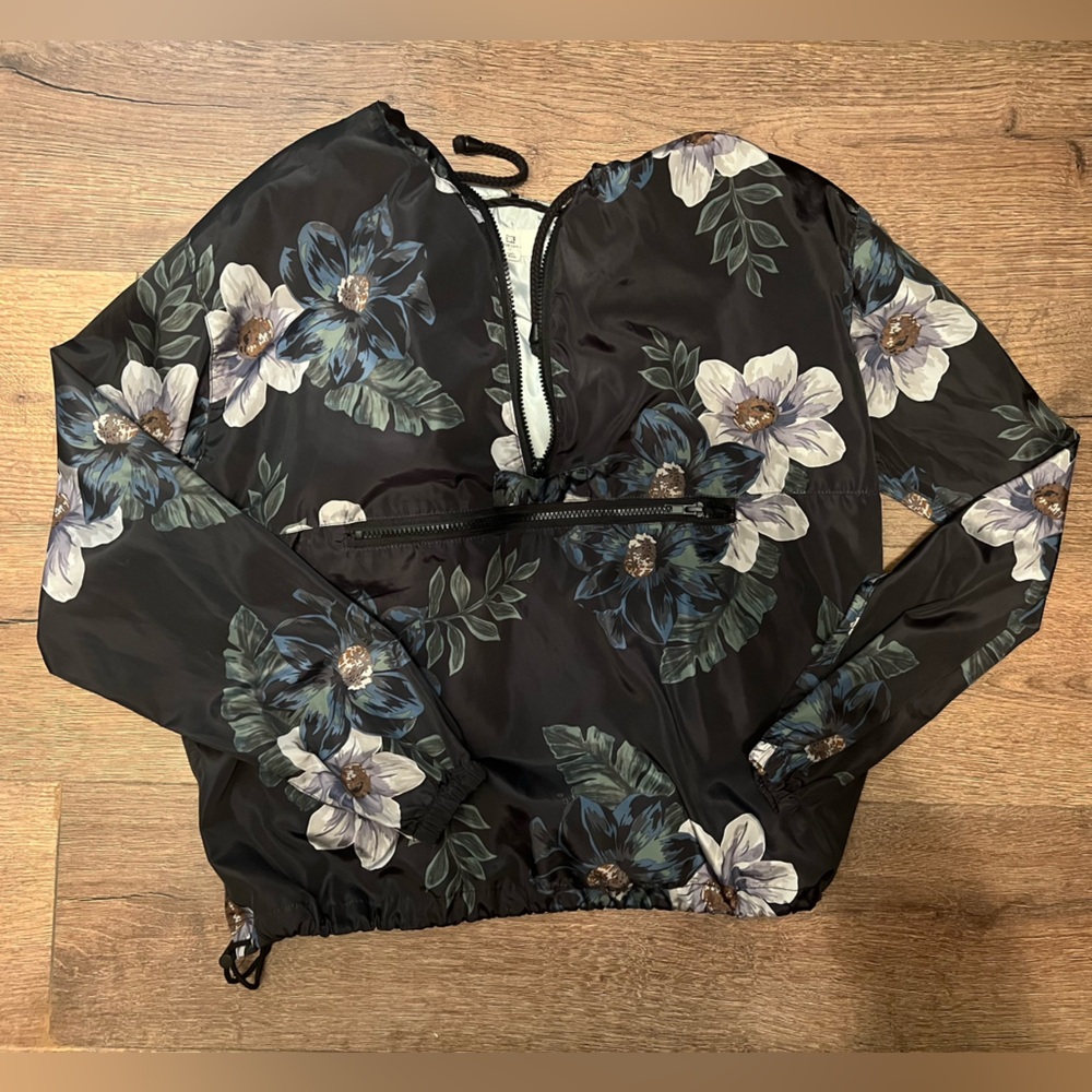 Floral Black Pullover Jacket